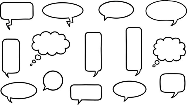 Various speech and thought bubbles outlines for text and ideas