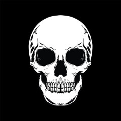 Human skull vector art on black bakgdournd