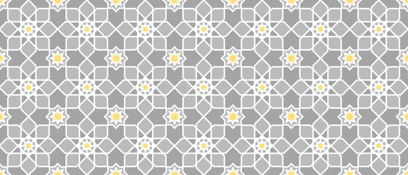Grey Islamic Geometric Pattern Background &ndash; Seamless Vector Design
