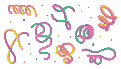 Glossy 3D liquid shapes with vibrant rainbow colors for modern typography and layout design