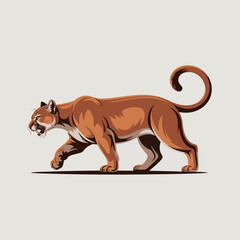 An artistic rendering of a mountain lion in motion, showcasing its muscular build and fierce expression, symbolizing strength and independence in nature.