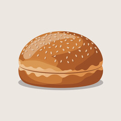 A close-up of a freshly baked sesame seed bun, showcasing its golden-brown crust and soft interior, ideal for tasty meals or pairing with delicious fillings or spreads.