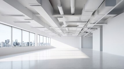 ambient. Minimalist white office space with clean architectural lines, soft shadows, and natural window light. lifestyle magazines.