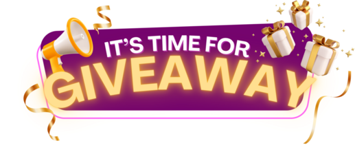 Cartoon Fun Giveaway Announcement with Gift Boxes and Megaphone Graphic