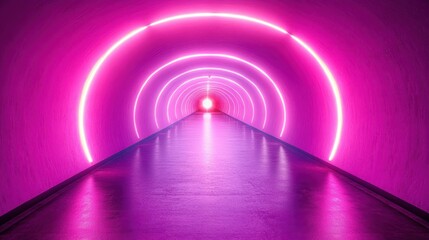 Neon pink tunnel,  reflective floor