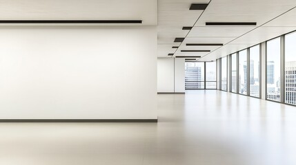 ambient. Minimalist white office space with clean architectural lines, soft shadows, and natural window light. lifestyle magazines.