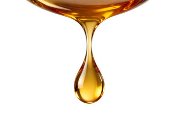 Golden Liquid Drop Isolated on Transparent Background
