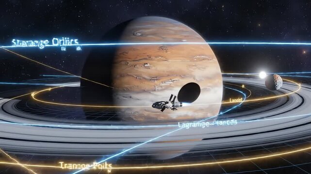 Elegant Photorealistic Orbital Mechanics Visualized as Cosmic Gravitational Dance &ndash; AI Generated