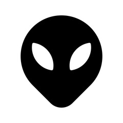 Alien Head Face Flat Black Icon Extraterrestrial UFO
