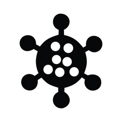 Obraz premium Vector Symbol of a Sphere with Circular Nodes Representing Connection and Networking
