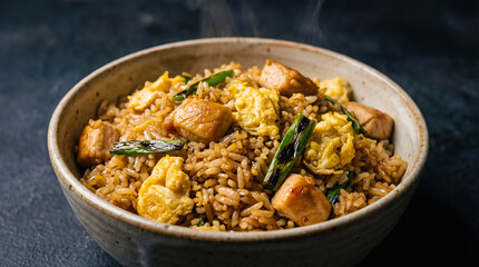 Delicious Arroz chaufa, traditional Peruvian food, fried rice dish