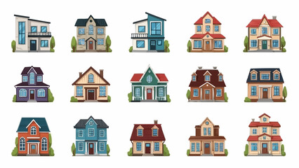 Collection of various residential houses and homes with diverse architectural styles.