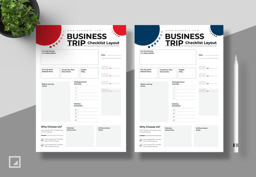 Business Trip Checklist Layout