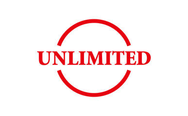 UNLIMITED - Red Rubber Stamp with text UNLIMITED
