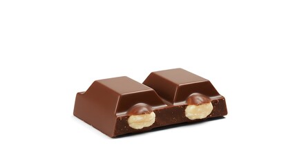 Chocolate bar with nuts isolated on white background for food concept