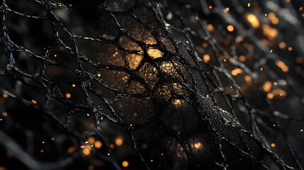 Abstract Dark Network with Glowing Particles