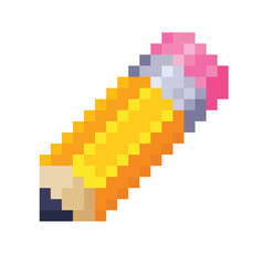 Fototapeta premium Pixel art of a yellow pencil with eraser