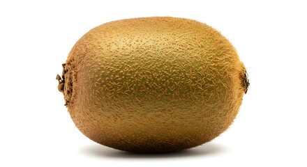 Fototapeta premium Close up view of a ripe kiwi fruit with textured skin on white background