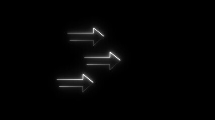 Flashing direction indicators neon light animated traffic directional arrows sign. crossroad cursor decide direction direction signal arrow..