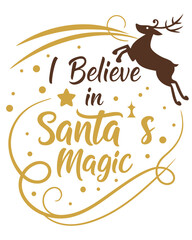 t shirt design prompt i believe in santa 