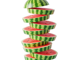 Stacked Slices of Watermelon on Transparent Background