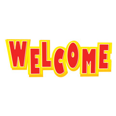 Bold Pop Art WELCOME Typography Graphic. Layered Red and Yellow Text Effect for Greeting Banner, Store Signage, and Comic Style Title Design.