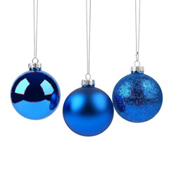 Three Blue Christmas Ornaments Hanging bauble decoration