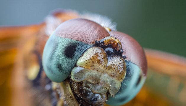 Generative AI macro of a dragonfly on a blurred background 