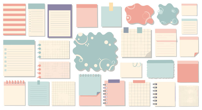 Organize your life with these darling pastel sticky notes and notepads, perfect for journals, scrapbooks, and planners for back to school season - Powered by Adobe