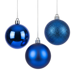 Three Blue Christmas Ornaments Hanging decoration holiday