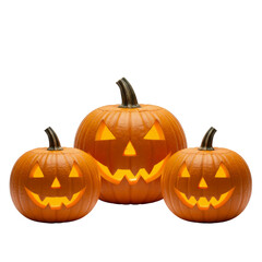 Three Glowing Jack-o'- Lanterns for Halloween pumpkin