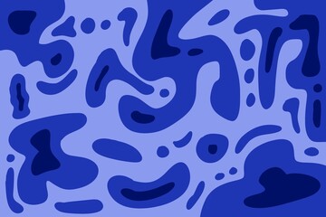 Monochromatic abstract pattern in layered blue shades. Fluid, organic shapes create a dynamic, cool, and contemporary background, ideal for branding, presentations, or digital design projects.