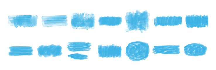 Obraz premium Set of blue grunge brush strokes for design elements isolated on transparent background