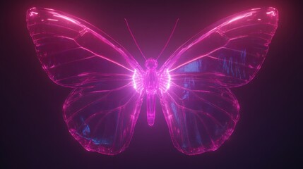 Pink glowing translucent butterfly