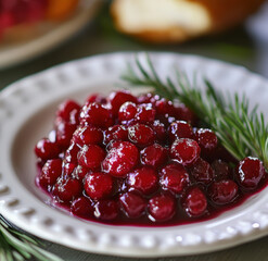 Homemade Cranberry Sauce with Whole Berries and Festive Holiday Presentation
