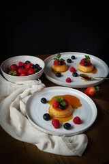 Flan with berries