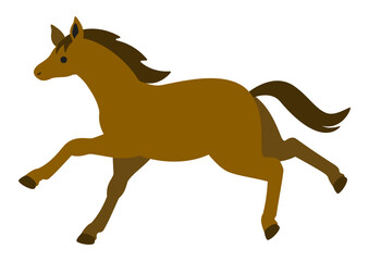 走る馬のイラスト/前後の脚を大きく開いたダイナミックなポーズ