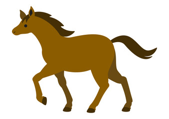 歩く馬のイラスト/ゆっくりと前に進む落ち着いた姿