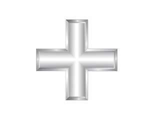 Obraz premium Metallic, symmetrical graphic with a central plus sign composed of rectangular shapes, isolated on white