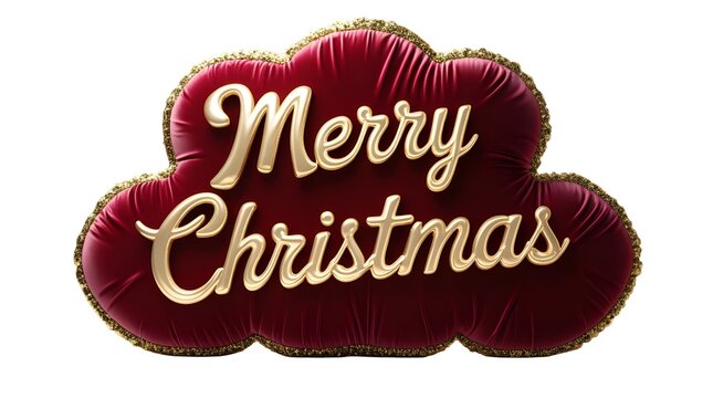 Festive red velvet merry christmas text illustration - Powered by Adobe