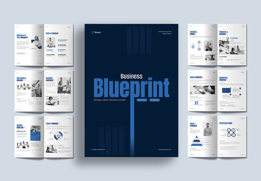 Modern Corporate Business Blueprint Brochure Template for Growth Plan and Strategy