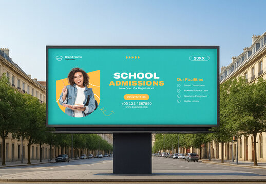 Modern School Admission Billboard Banner Template for Advertising