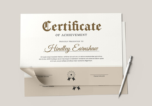 Minimal Professional Award Certificate Design Template for Excellence