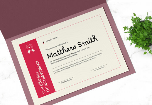 Clean Minimalist Achievement Certificate Layout