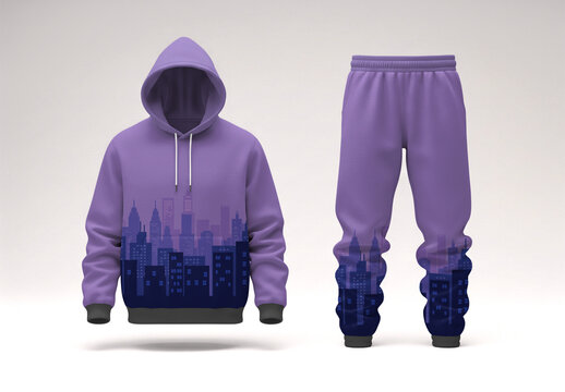 Purple Winter Tracksuit Hoodie Sweatpants Fashion Design