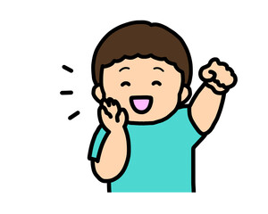 応援する　アジア人の男の子