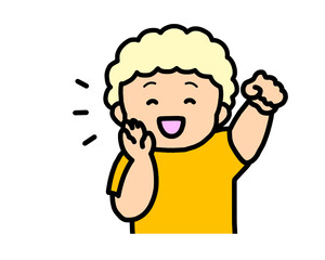 応援する　金髪の男の子