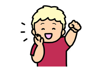 応援する　金髪の男の子