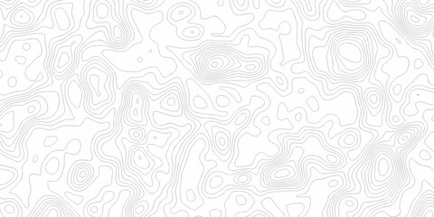 Minimal white line geometric grid outline curve counter map and wavy topography relief discovery area white, black line texture background.	