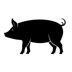 Fototapeta premium Silhouette of a black pig on a white background, highlighting its body shape